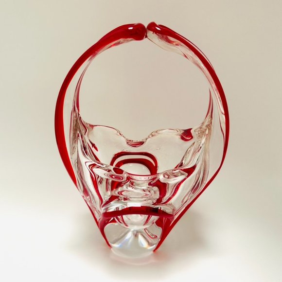 1970s Murano Style Organic Glass Basket Shaped Sculpture Bowl - Picture 2 of 8